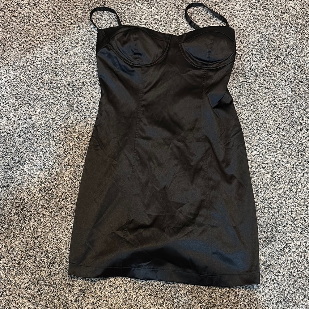 Black Satin Mini Dress